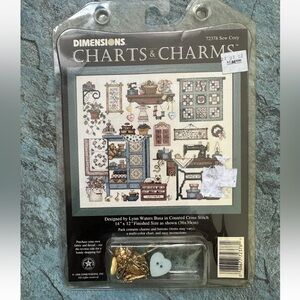 NEW Dimensions Charts and Charms-Sew Cozy 72378-Cross Stitch Kit "Sewing Room"